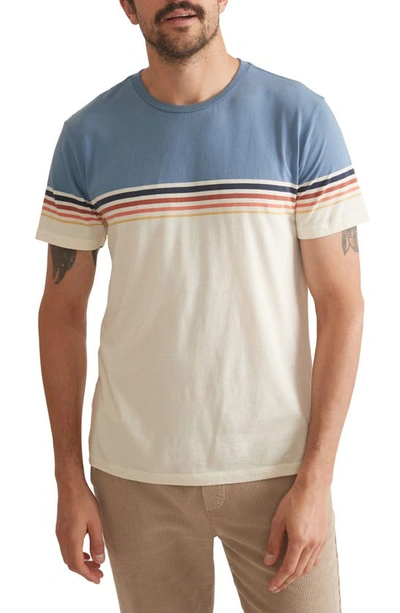 Shop Marine Layer Signature Stripe T-shirt In Coronet Blue/ Antique White