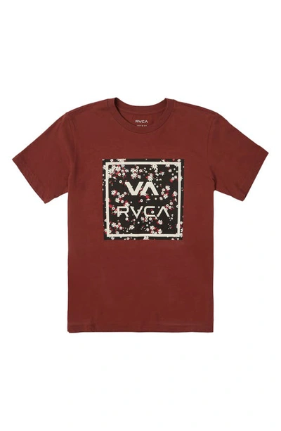 Shop Rvca Kids' All The Way Cotton Graphic T-shirt In Red Earth