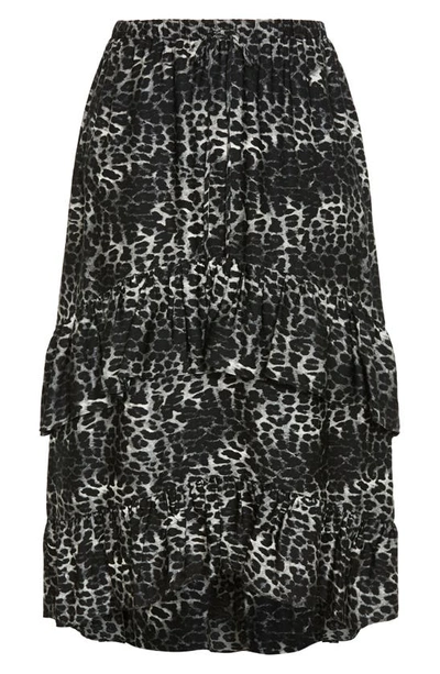 Shop City Chic Print Ruffle Maxi Skirt In Black Leopard