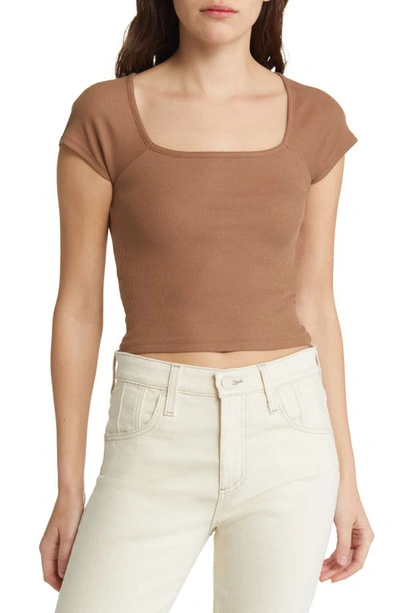 Shop Madewell Brightside Square Neck T-shirt In Stable