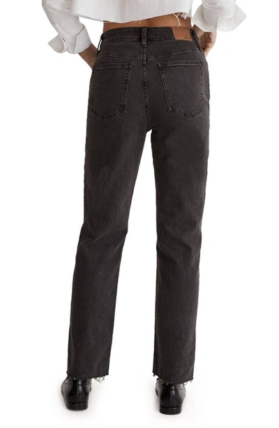 Madewell High Rise Raw Hem Straight Leg Jeans In Lunar Wash In Lunar Wash