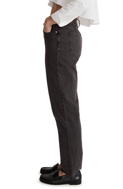 Madewell High Rise Raw Hem Straight Leg Jeans In Lunar Wash In Lunar Wash