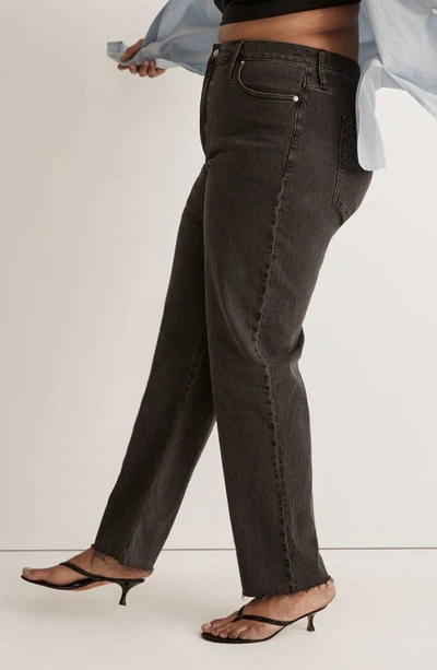 Madewell High Rise Raw Hem Straight Leg Jeans In Lunar Wash In Lunar Wash