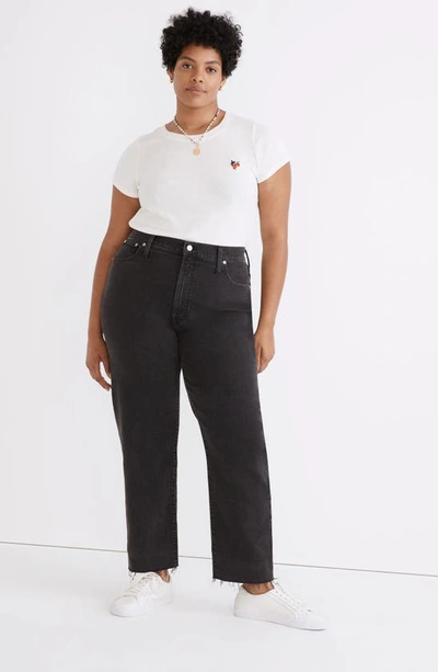 Madewell High Rise Raw Hem Straight Leg Jeans In Lunar Wash In Lunar Wash