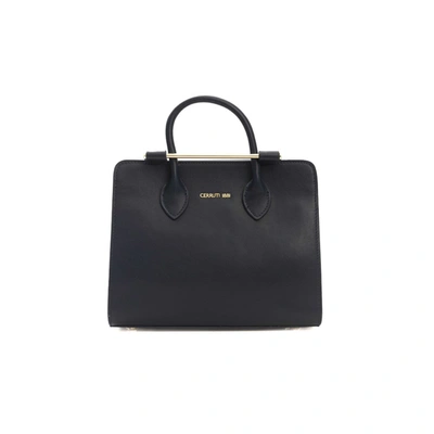 Shop Cerruti 1881 Blue Calf Leather Handbag