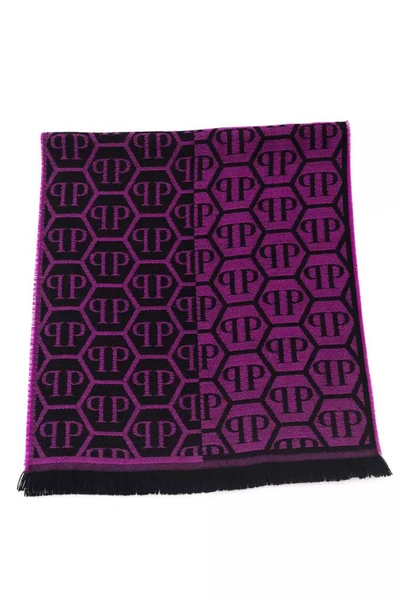 Shop Philipp Plein Purple Wool Scarf