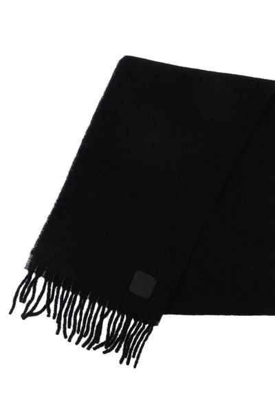Shop Totême Toteme Brushed Wool Scarf In Black