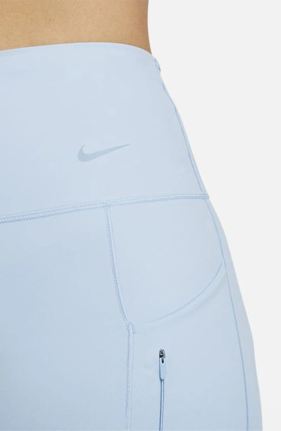 Shop Nike Dri-fit Firm Support High Waist Biker Shorts In Light Armory Blue/ Black