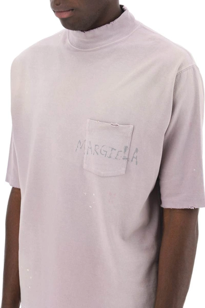 Shop Maison Margiela Handwritten Logo T-shirt With Written Text In Purple
