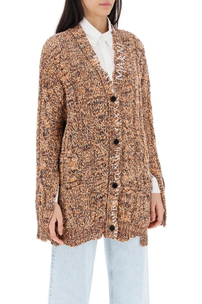 Shop Marni Mouliné Cardigan With Embroideries In Multicolor