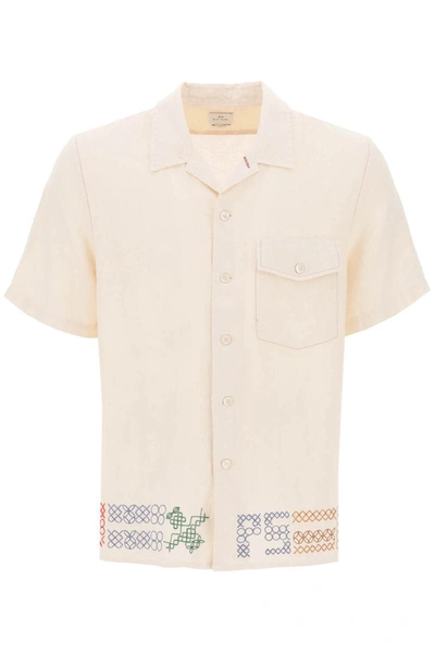 Shop Ps By Paul Smith Ps Paul Smith Bowling Shirt With Cross-stitch Embroidery Details In Multicolor