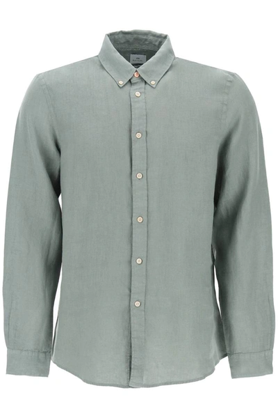 Shop Ps By Paul Smith Ps Paul Smith Linen Button-down Shirt For In Green