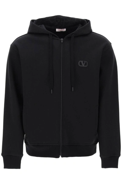 Shop Valentino Garavani Hooded Sweatshirt In Cotton Blend In Black