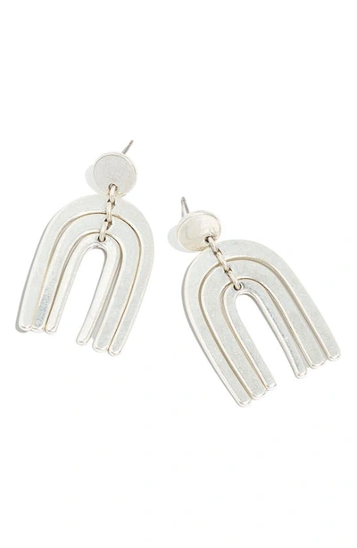 Shop Madewell Stacked Arch Statement Earrings In Light Silver Ox