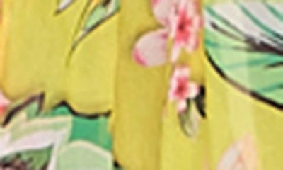 Ranee's Floral Print Ruffle Cover-up Duster In Yellow