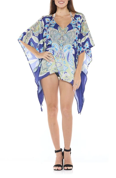 Shop Ranee's Patterned Cover-up Top In Blue