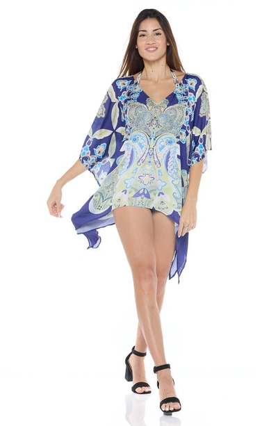 Shop Ranee's Patterned Cover-up Top In Blue