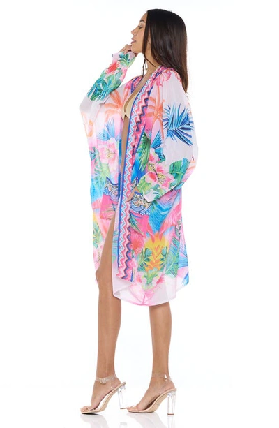 Ranee's Flamingo Pocket Cover-up Duster In Blue
