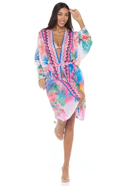 Ranee's Flamingo Pocket Cover-up Duster In Blue