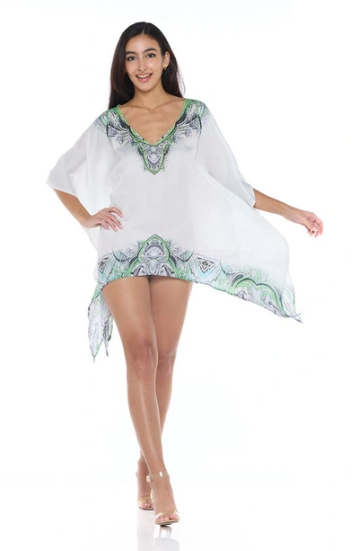 Ranee's Border Print Cover-up Top In White