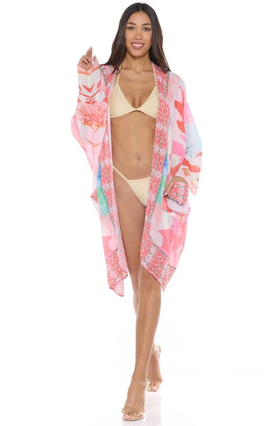 Ranee's Pink Floral Print Pocket Cover-up Duster In Pink