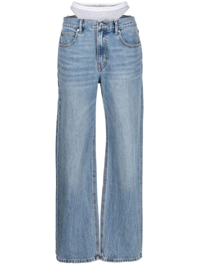 Shop Alexander Wang Straight Jeans With Layered Design In Blue