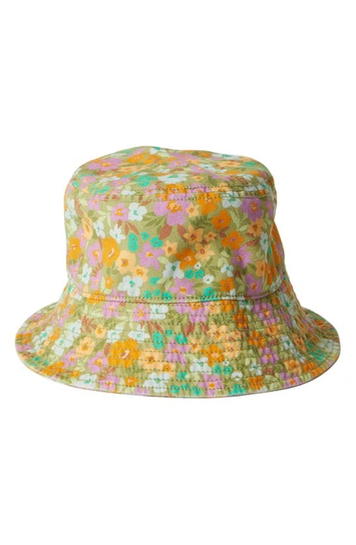 Shop Billabong Floral Print Canvas Bucket Hat In Palm Green