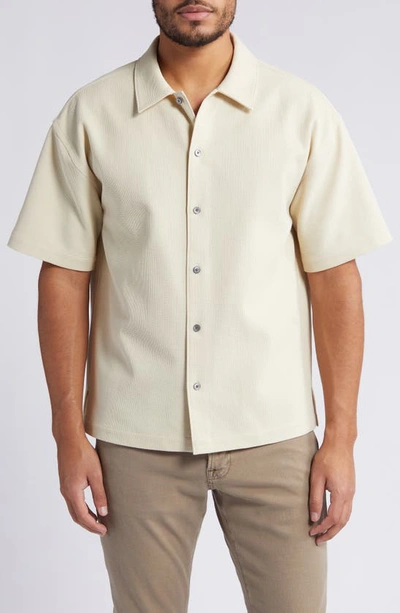 Shop Frame Textured Short Sleeve Button-up Shirt In Beige