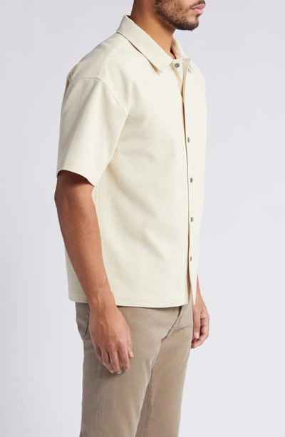 Shop Frame Textured Short Sleeve Button-up Shirt In Beige