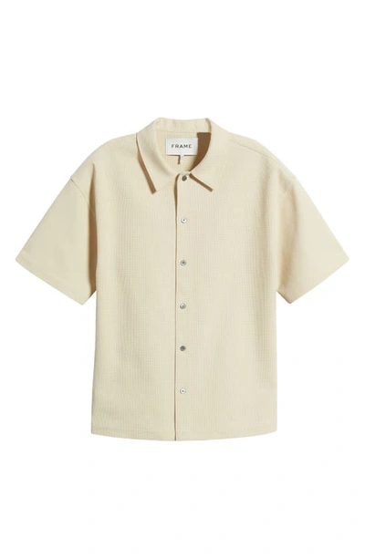 Frame Textured Short Sleeve Button-up Shirt In Beige