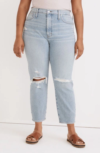 Shop Madewell Ripped High Waist Mom Jeans In Lowden Wash