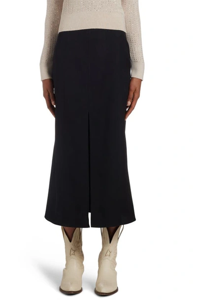 Shop Golden Goose Virgin Wool Midi Skirt In Black