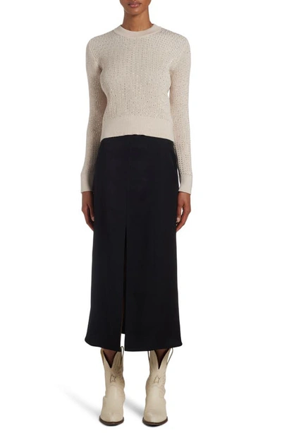 Shop Golden Goose Virgin Wool Midi Skirt In Black