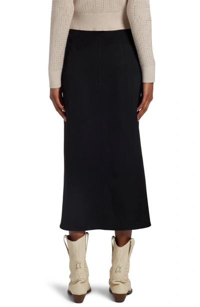 Shop Golden Goose Virgin Wool Midi Skirt In Black