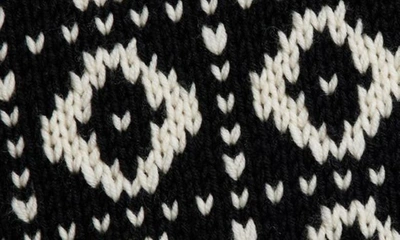 Shop Golden Goose Imitation Pearl Geo Nordic Jacquard Crop Wool Cardigan In Antique White/ Black