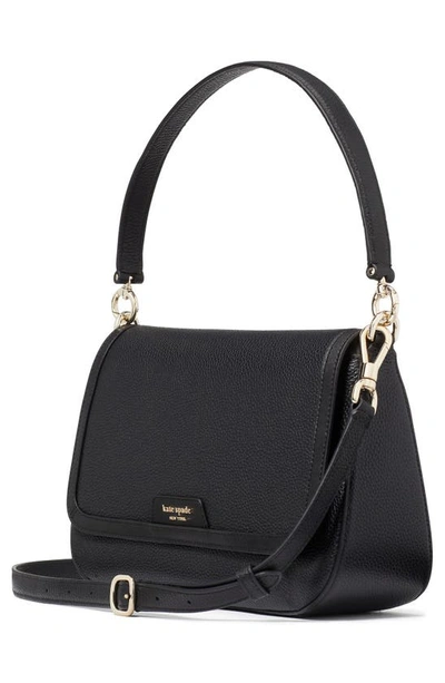 Shop Kate Spade Hudson Pebble Leather Shoulder Bag In Black