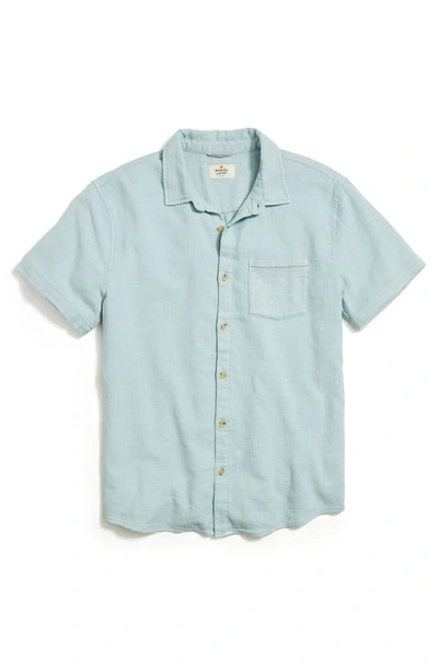 Shop Marine Layer Classic Selvage Short Sleeve Stretch Cotton Button-up Shirt In Pale Blue