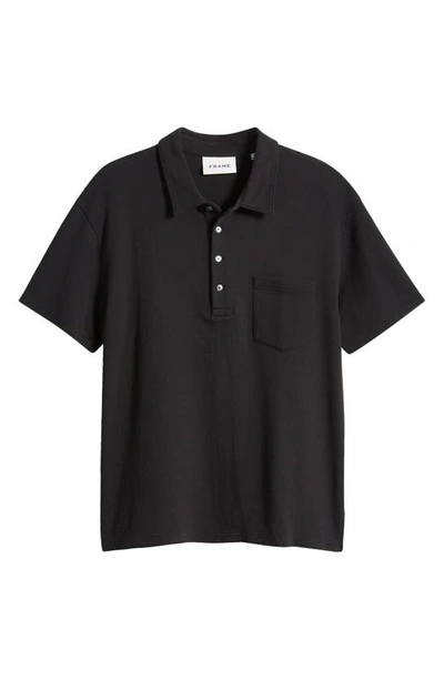 Frame Duo Fold Short Sleeve Polo Shirt In Black