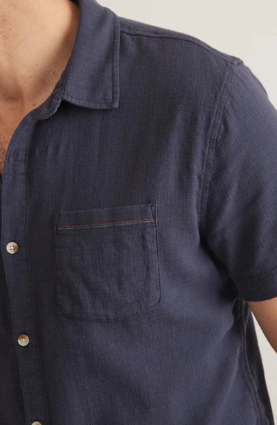 Shop Marine Layer Classic Selvage Stretch Short Sleeve Button-up Shirt In Mood Indigo