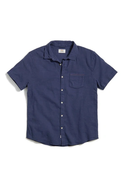 Shop Marine Layer Classic Selvage Stretch Short Sleeve Button-up Shirt In Mood Indigo