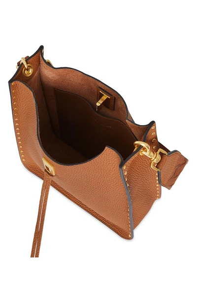 Shop Rebecca Minkoff Medium Darren North/south Leather Shoulder Bag In Caramello