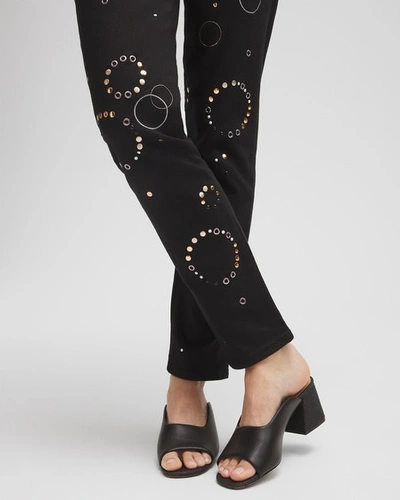 Shop Chico's Girlfriend Grommet Detail Ankle Jeans In Black Size 8 |