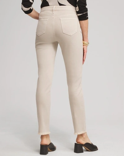 Chico's Girlfriend Fray Hem Ankle Jeans In Taupe Size 20 |  In Light Tan