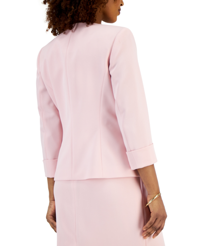 Shop Kasper Women's Stretch Crepe Collarless Open-front Jacket In Tutu Pink