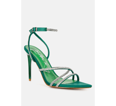 Shop London Rag Dare Me Rhinestone Embellished Stiletto Sandals In Green