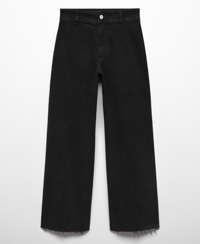 Shop Mango Women's High Waist Culotte Jeans In Black Denim