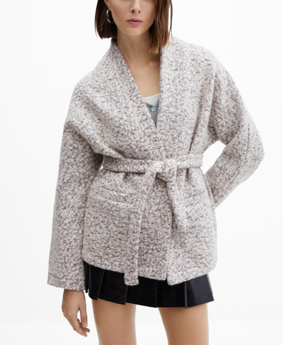 Shop Mango Women's Belt Detail Wool-blend Jacket In Gray
