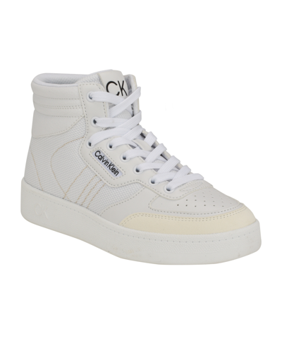 Shop Calvin Klein Women's Radlee Round Toe Lace-up Casual Sneakers In White