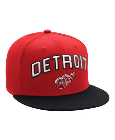 Shop Starter Men's  Red, Black Detroit Red Wings Arch Logo Two-tone Snapback Hat In Red,black
