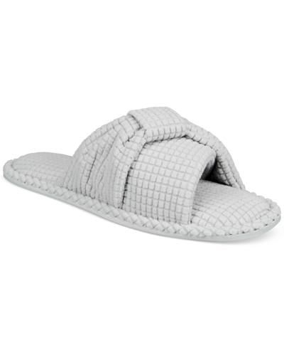 Shop Charter Club Women's Textured Knot-top Slippers, Created For Macy's In Sleep Grey Hthr